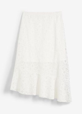 bonprix Gonna Midi Con Pizzo - Bianco
