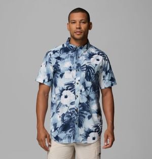 Columbia S Rapid Rivers Printed Short Sleeve Shirt - Blue