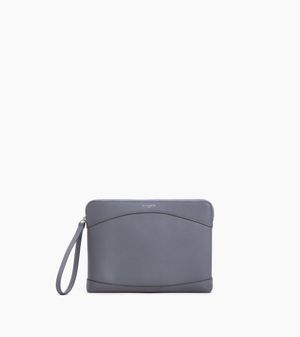 Le Tanneur Kleine Tasche Aus Genarbtem Leder Mit Reißverschluss - Grau