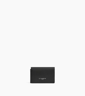 Le Tanneur Lucien Horizontal Two-Fold Card Holder Signature T Leather - Black