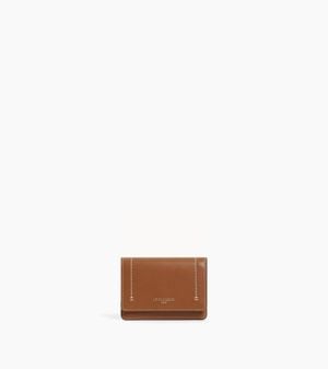 Le Tanneur Louison Card Holder With Flap - Brown