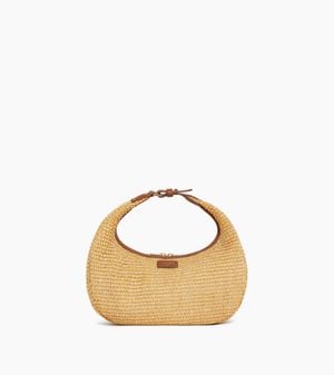 Le Tanneur Juliette Small Hobo Bag With Raffia Effect And Smooth Leather - Metallic