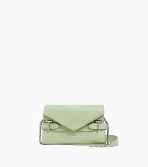 Le Tanneur Emilie Clutch Aus Genarbtem Leder Mit Doppelter Überschlag-Schulterriemen - Grün