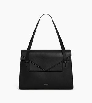 Le Tanneur Emilie Double Flap Grained Leather Document Holder - Black