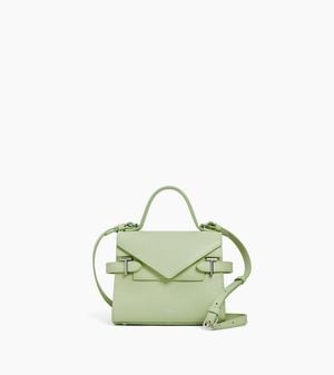 Le Tanneur Kleine Handtasche Emilie Aus Genarbtem Leder Mit Doppelklappe - Grün