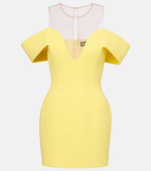 David Koma Off-Shoulder Wool Crepe Minidress - Yellow