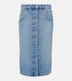 Stella McCartney Chain-Detail Denim Midi Skirt - Blue