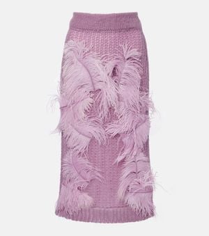 The Attico Jupe Midi A Plumes - Violet