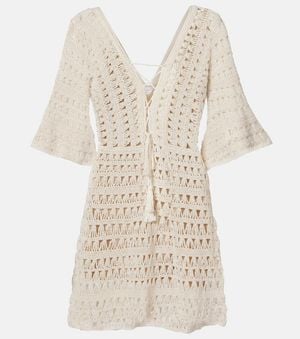 Anna Kosturova Crochet Cotton Minidress - Natural