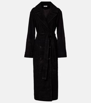 Rohe Mantel Aus Veloursleder - Schwarz
