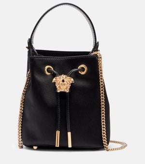 Versace Bucket Bag La Medusa Mini Aus Satin - Schwarz