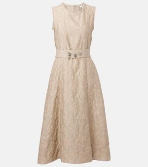 Max Mara Fiaba Cotton-Blend Jacquard Midi Dress - Natural