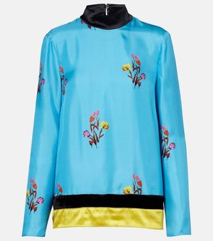 Marni Floral Silk Top - Blue