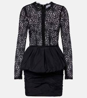 Rebecca Vallance Dixie Peplum Lace And Taffeta Minidress - Black