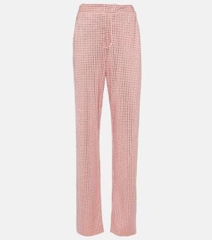 Area Crystal-Embellished Jersey Straight Trousers - Pink
