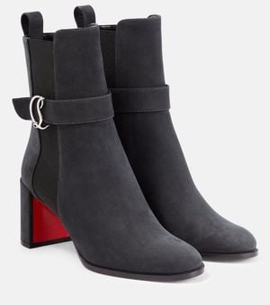 Christian Louboutin Cl Chelsea Booty Suede Ankle Boots - Black