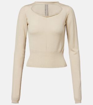 Rick Owens Cutout Virgin Wool Top - Natural