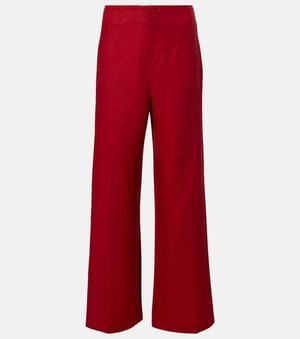 Faithfull the Brand Isabel High-Rise Linen Straight Trousers - Red