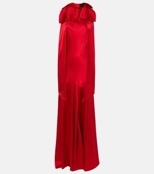 Simone Rocha Bow-Detail Open-Back Silk Satin Gown - Red