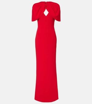 Rebecca Vallance Cameron Caped Crepe Gown - Red