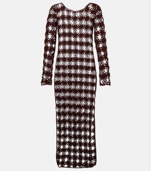 Anna Kosturova Crochet Cotton Beach Dress - Brown