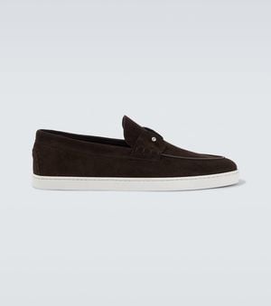 Christian Louboutin Chambeliboat Suede Slip-On Shoes - Black
