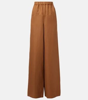 Max Mara Pantaloni A Gamba Larga Onore - Marrone
