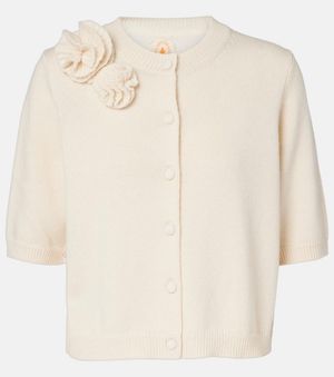 Jardin Des Orangers Cardigan De Lana Y Cachemir Con Aplique Floral - Neutro