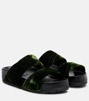 Dries Van Noten Sandalen Aus Samt Mit Leder - Schwarz