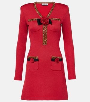 Self-Portrait Abito Corto Con Applicazioni Floreali - Rosso