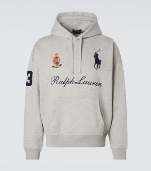 Polo Ralph Lauren Logo Cotton-Blend Jersey Hoodie - Gray