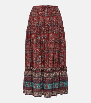 Ulla Johnson Paige Printed Cotton-Blend Midi Skirt - Red