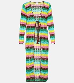 Anna Kosturova Striped Crochet Cotton Beach Cover-Up - Multicolour