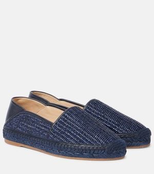 Manolo Blahnik Espadra Leather-Trimmed Raffia Espadrilles - Blue