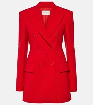 Sportmax Vischio Double-Breasted Wool-Blend Blazer - Red