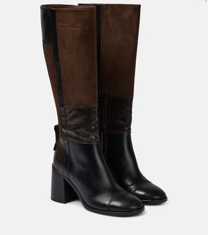 See By Chloé Bottes Patchwork En Cuir Et Daim - Marron