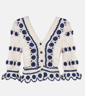 Anna Kosturova Cardigan Bouquette De Croche De Algodon - Azul