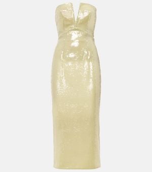 Roland Mouret Sequined Strapless Corset Dress - Yellow
