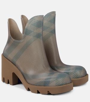 Burberry Rubber Marsh Heel Boots - Brown