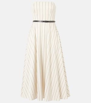 Max Mara Fervida Cotton And Linen Midi Dress - Natural