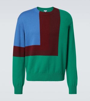 Loewe Albers Colorblocked Intarsia Wool Sweater - Green