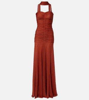 Bananhot Ross Ruched Jersey Maxi Dress - Red