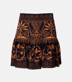 FARM Rio Cornely Ainika Embroidered Miniskirt - Brown