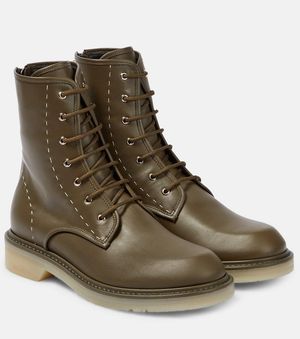 Max Mara Schnuerstiefel Aus Leder - Grün