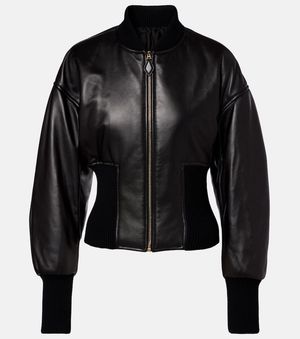 Alaïa Leather Bomber Jacket - Black