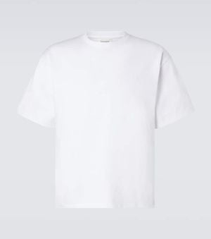 Saint Laurent Cropped Cotton Jersey T-Shirt - White
