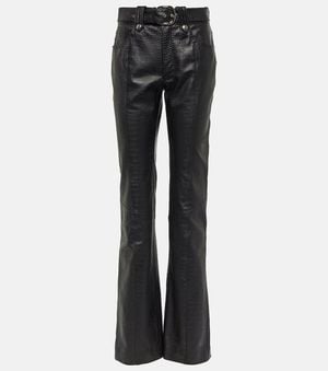Alessandra Rich Croc-Effect Leather Pants - Black