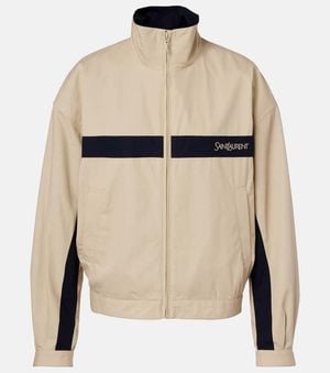 Saint Laurent Logo Cotton Canvas Jacket - Natural
