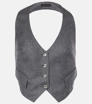 Tom Ford Wool Open-Back Vest - Grey