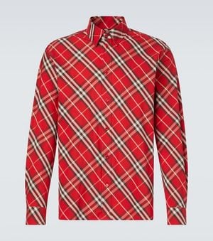 Burberry Checked Cotton Shirt - Red